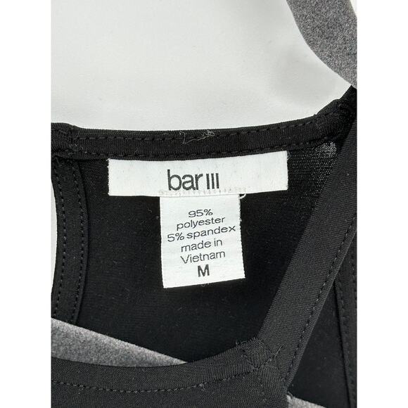 Bar III Faux Wrap Shift Dress Black Halter Neckline Midi Cocktail Going Out M - Picture 3 of 9